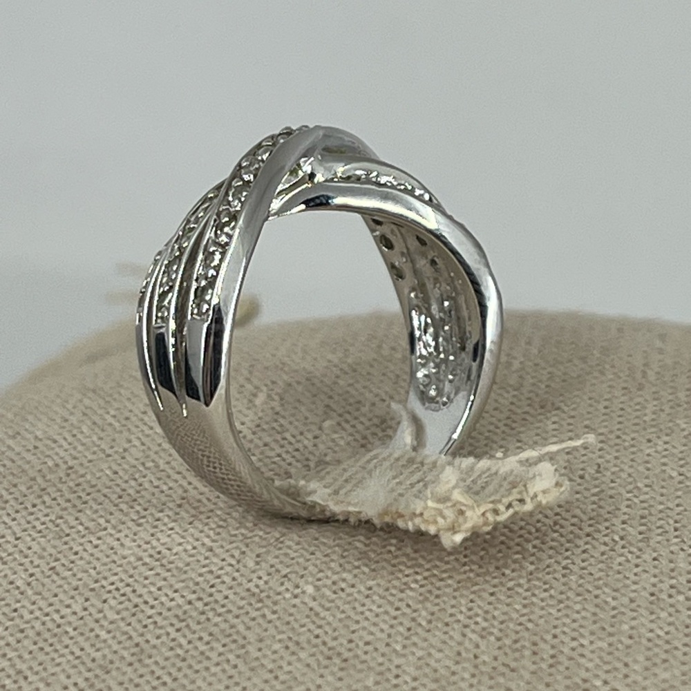 Vintage HAN 925 Sterling Silver Criss-Cross CZ Band Ring – Size 6.75 - Picture 10 of 17